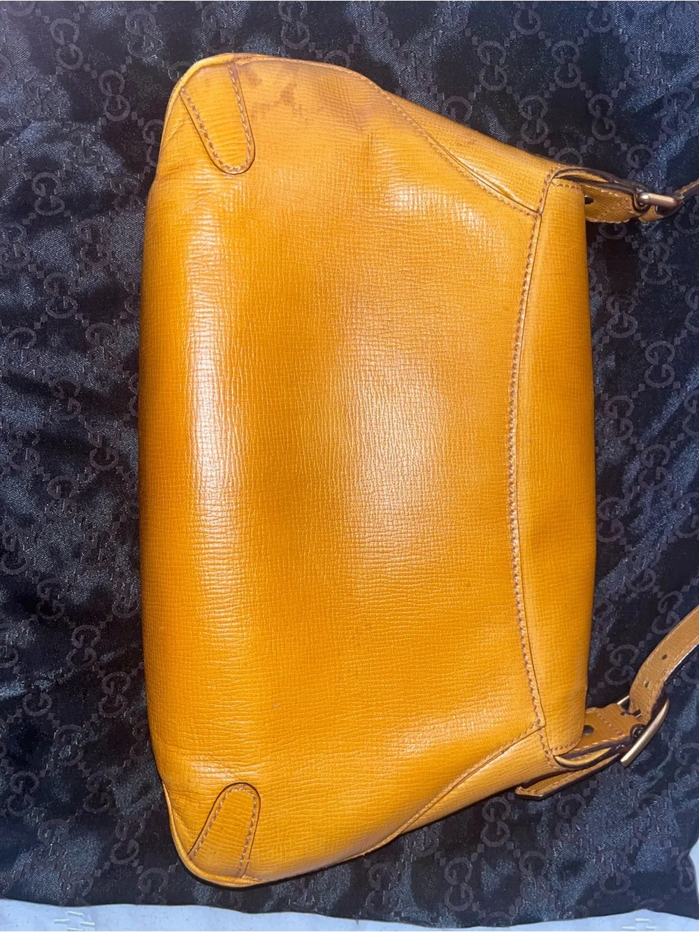 Gucci Yellow Mustard Leather Shoulder Bag with Horsebit Detail